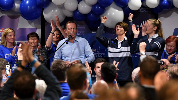 Former prime minister and MP for Warringah Tony Abbott conceding on election night.