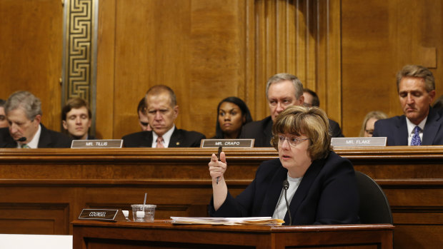 Phoenix prosecutor Rachel Mitchell  questions Christine Blasey Ford as she testifies before the Senate Judiciary Committee on Capitol Hill.