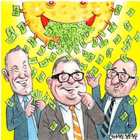 Making it rain: Brian Tyson, Michael Photios and Joe Tannous.