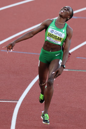 Nigeria’s Tobi Amusan smashed the world record in Eugene, Oregon, wearing spikes that have prompted debate.