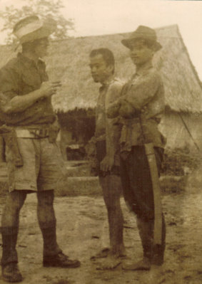 Stan Roberts of 8 Australian War Grave Unit with track cutters.