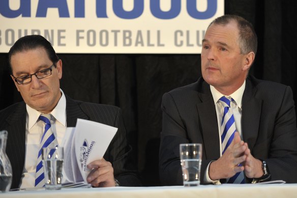 Mark Brayshaw, right, has resigned from the AFL Coaches Association. 