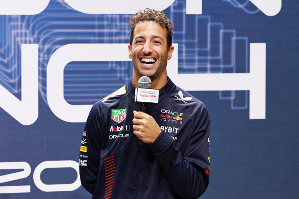 Commercial duties: Daniel Ricciardo attends the February launch of the Oracle Red Bull racing season in New York. 