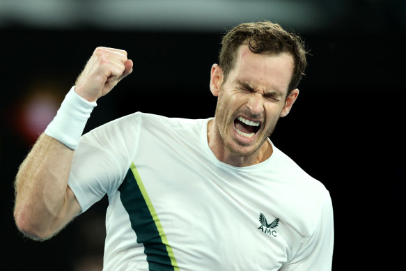 Andy Murray celebrates match point.