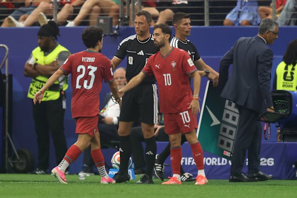 Portugal make substitutions ahead of full-time.