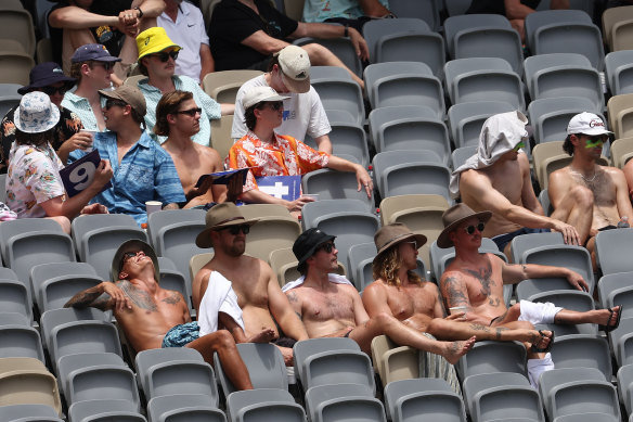 Hot work for fans in Perth today at the cricket