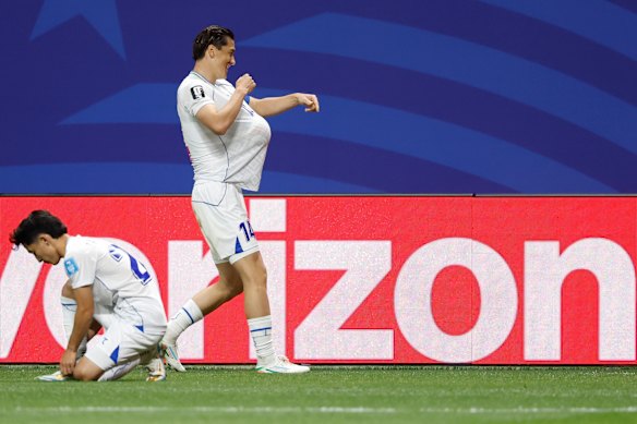 Eldor Shomurodov bags the first goal - and the ball.