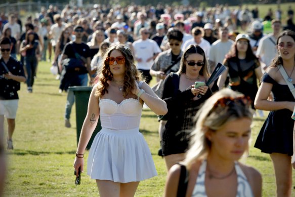 Crowds arrive at the Listen Out festival in Centennial Park last September. 
