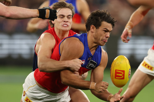 Cam Rayner starred in the midfield against Melbourne.