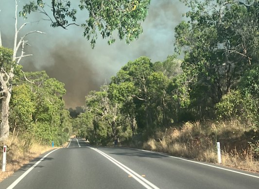 A bushfire is out of control near Darlington.