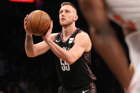 Mitch Creek playing for the Brooklyn Nets in the NBA in 2019.