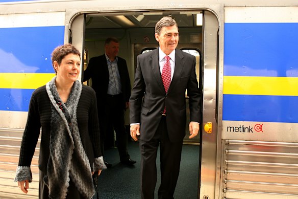 The late then-transport minister Lynne Kosky, pictured with then-premier John Brumby in 2007, was an early supporter of the plan that would become the Metro Tunnel.