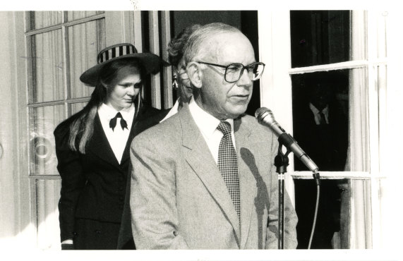 Sam Cullen speaking at the SCEGGS Foundation Day in 1990, when he was chairman.