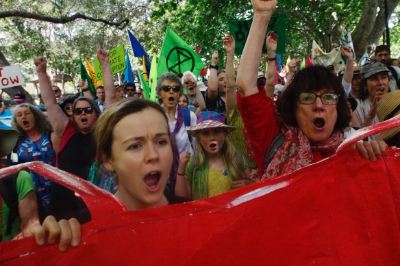 An Extinction Rebellion rally in Sydney, October 7.