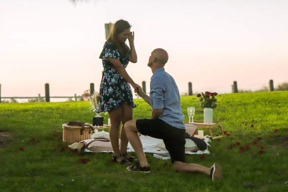 Nathan Davey proposed to his partner Natalia Reyes on the same day as Anthony Albanese.