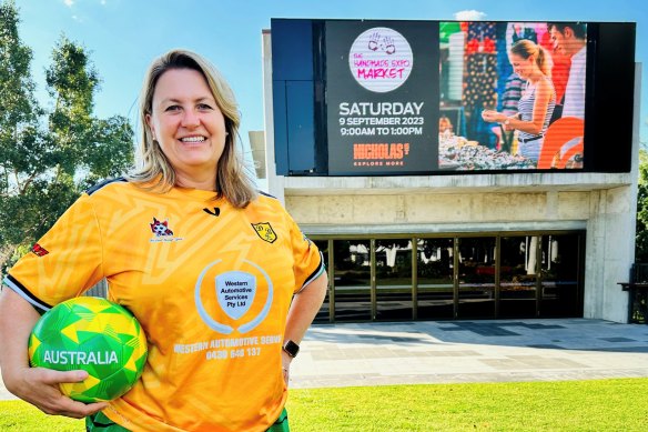Ipswich Mayor Teresa Harding at Tulmur Place, where fans can watch the Matildas play on Wednesday.
