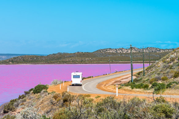 Hire before you buy, to see what will suit you. Pictured: WA’s bubblegum-hued Hutt Lagoon.