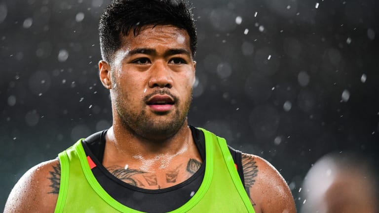 Big test: Folau Faingaa at Wallabies training. 