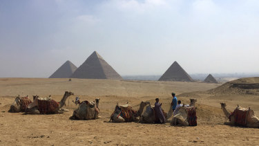 The pyramids in Giza, Egypt.