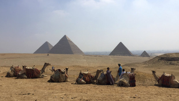 The pyramids in Giza, Egypt.