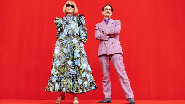 Wintour with Vogue mainstay Hamish Bowles last year.