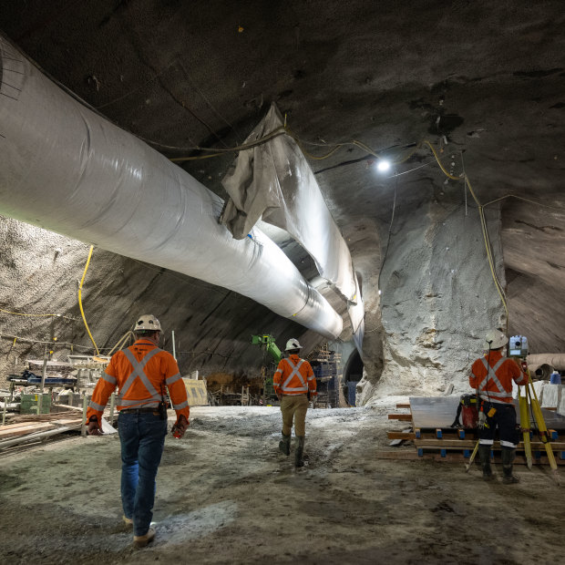 The main cavern for the Hunter Street station will be about 180 metres long.