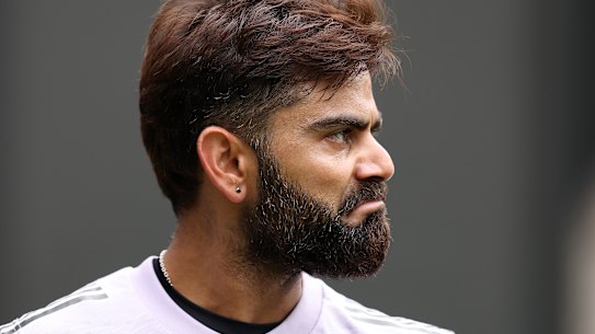Virat Kohli at a training session ahead of the first Test in Perth.
