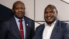Papua New Guinea Prime Minister James Marape (r) and Anthony Smare, president of PNG Chamber of Resources and Energy, in Sydney on Tuesday.