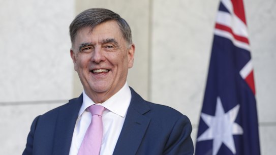 Professor Brendan Murphy in his last press conference as Chief Medical Officer.