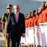 Prime Minister Anthony Albanese during a ceremonial welcome on his arrival in Nadi, Fiji.