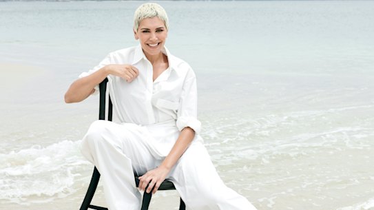 Nicole Chamoun: “It was such a gift to have a job come straight away that allowed me to build strength with my appearance, rather than feel self-conscious about how I look.” Nicole
wears Michael Lo Sordo shirt, Esse Studios trousers.