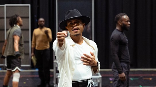 Roman Banks in rehearsal as Michael Jackson in MJ: The Musical.