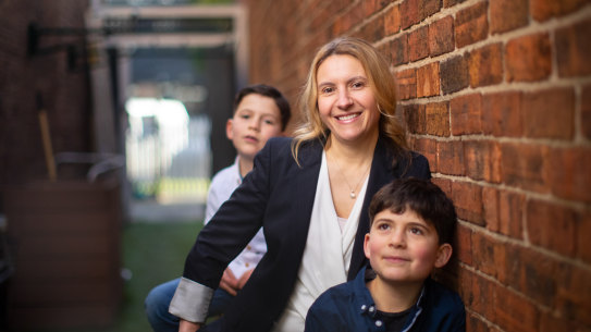 Debra Filippin with sons Issac (rear) and August.