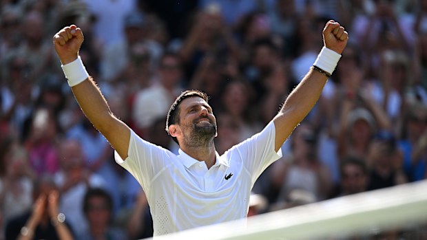 Djokovic advances in four sets.