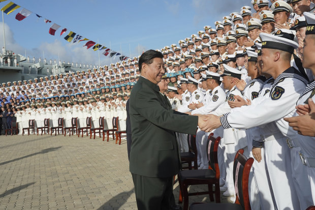 President Xi Jinping attends the commissioning of China’s first entirely home-built aircraft carrier in December. 