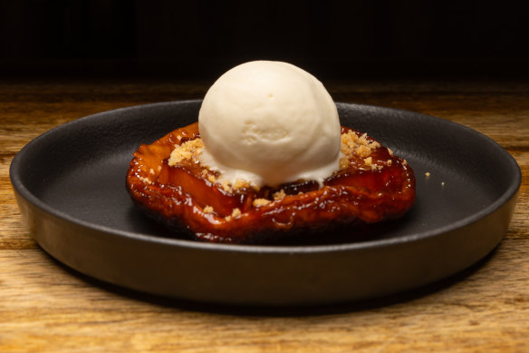 Pineapple tarte tatin with mascarpone ice-cream.