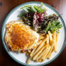 The chicken parmigiana at the Central Club Hotel in North Melbourne. 