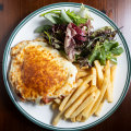 The chicken parmigiana at the Central Club Hotel in North Melbourne. 
