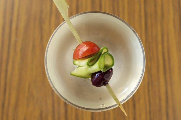The Greek salad martini at Capers in Thornbury.