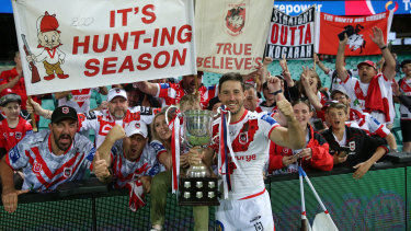 Ben Hunt after the Dragons’ Anzac Day victory over the Roosters. The halfback has been in career-best form in 2022.