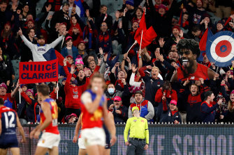 Gillon McLachlan was pleased with Thursday night’s crowd for Melbourne’s win over the Brisbane Lions.