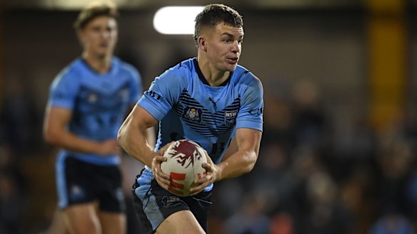 Mitchell Woods in action for NSW at under-19s Origin level.