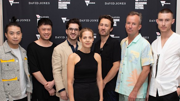2019 National Designer Award finaists (from left) Chris Ran Lin, Brian Huynh (MNDATORY), Christian Kimber, Jade Sarita Arnott (Arnsdorf),  Toby Jones and Mikey Nolan (Double Rainbouu), Blair Archibald. 