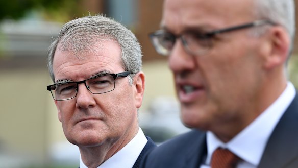 Michael Daley (left) and NSW former opposition leader Luke Foley.