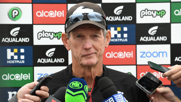 Sly smile: Wayne Bennett at Wednesday's press conference.