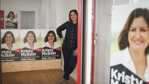 Labor candidate for Eden-Monaro Kristy McBain at her campaign office in Bega, NSW.