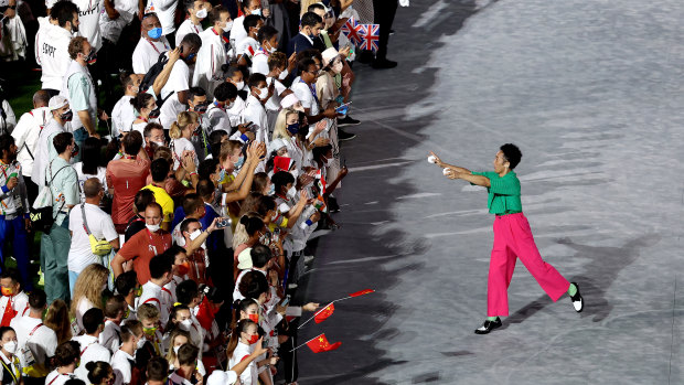 Performer performs during the Closing Ceremony of the Tokyo 2020 Olympic Games.