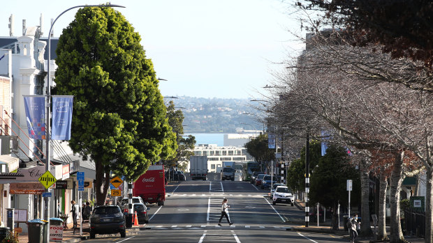 A relatively deserted Parnell Rise as Aucklanders return to level three lockdown.