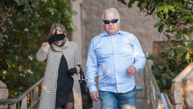 Liudmilla and Con Petropoulos leaving court in June 2019.