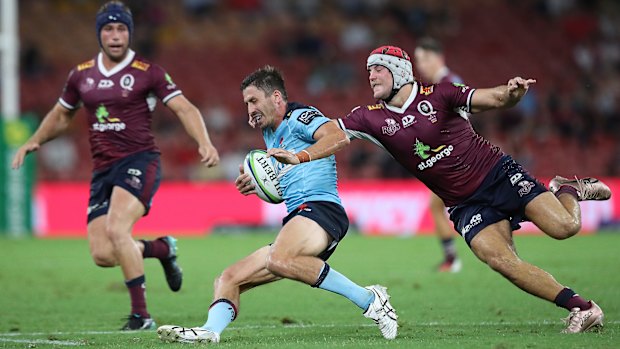 Jake Gordon (middle) came away from Suncorp Stadium with an injured ankle. 